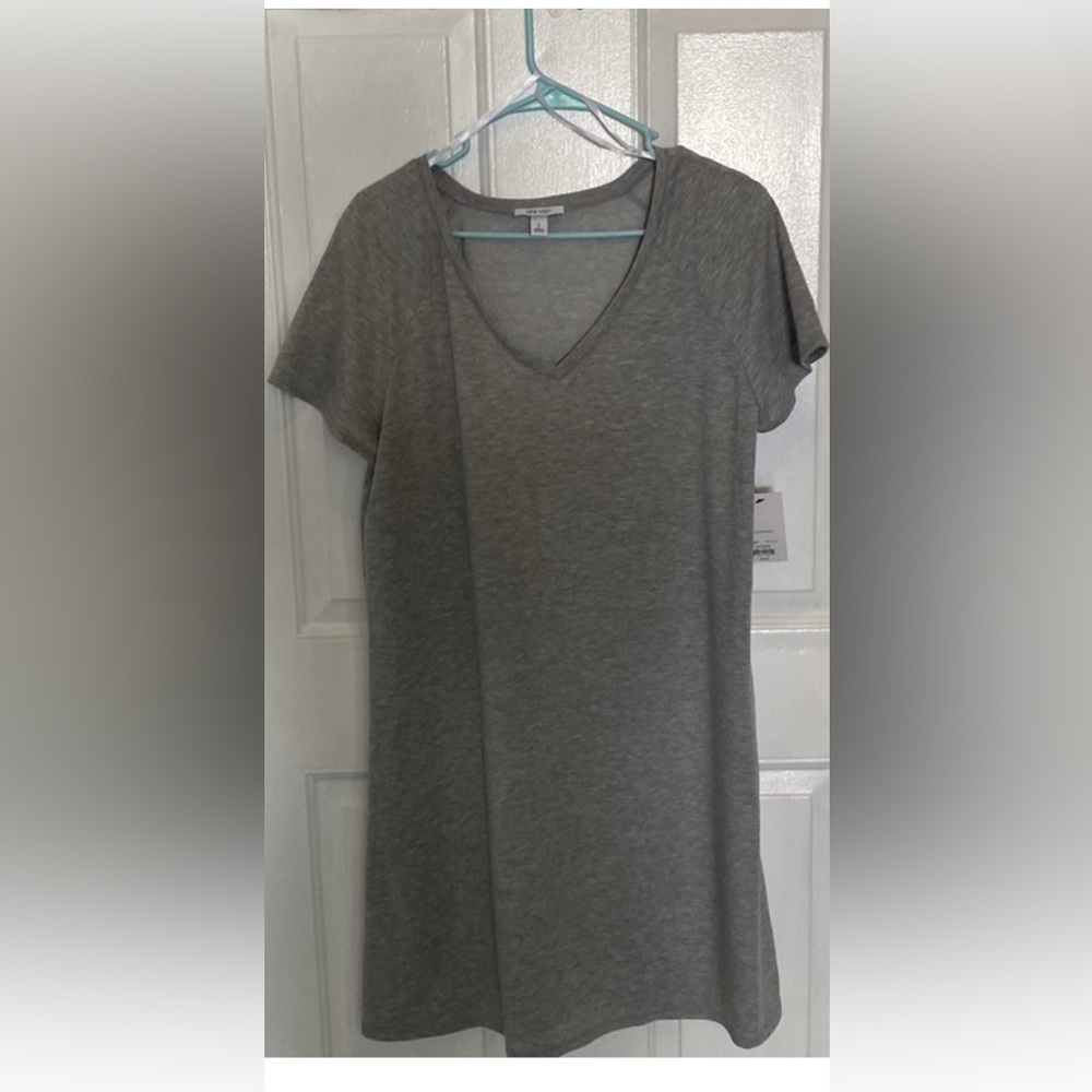 Nine West Gray Dress T-Shirt Dress French Terry Flutter Sleeve Women’s Large NWT